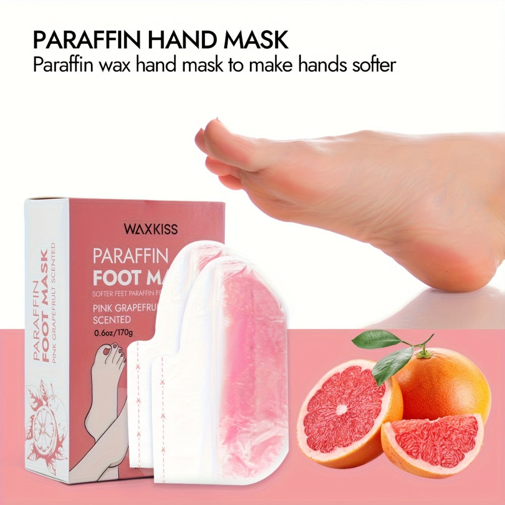 Paraffin Wax Moisturizing Hand & Foot Mask WAXKISS - Non-Greasy Skin Softening Treatment Lavender & Grapefruit Scent - Portable Spa Mask for Dry Cracked Hands Feet Skin Elasticity Women