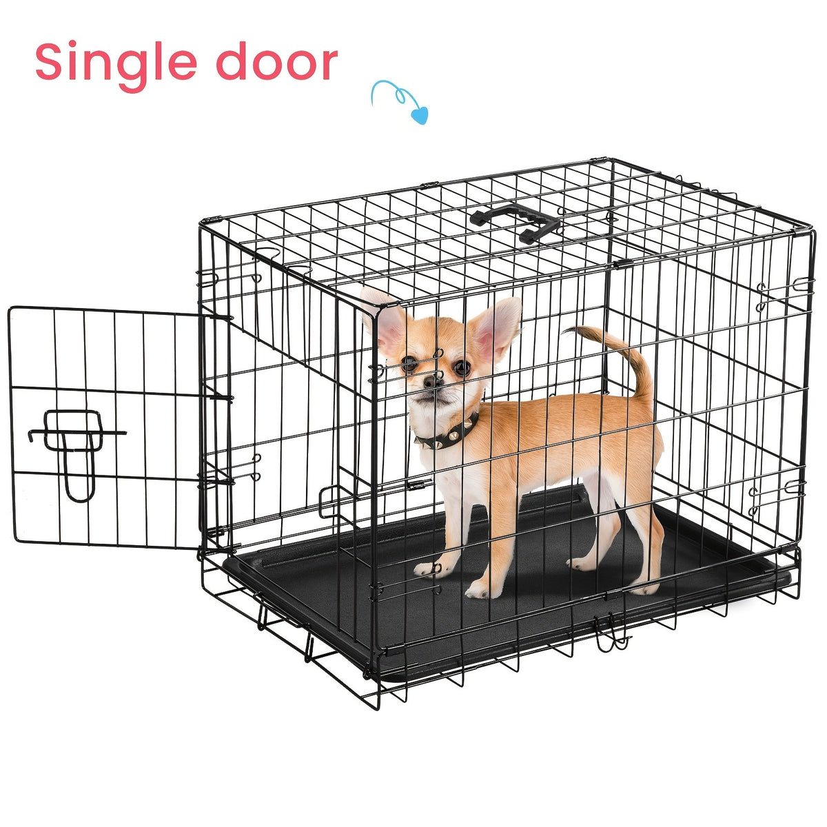 Dog Crate with Divider Panel & Double Door - Folding Metal Wire Dog Cage with Leak-Proof Tray, Indoor Outdoor Travel Pet Kennel for Small Medium Large Dogs, 5 Sizes