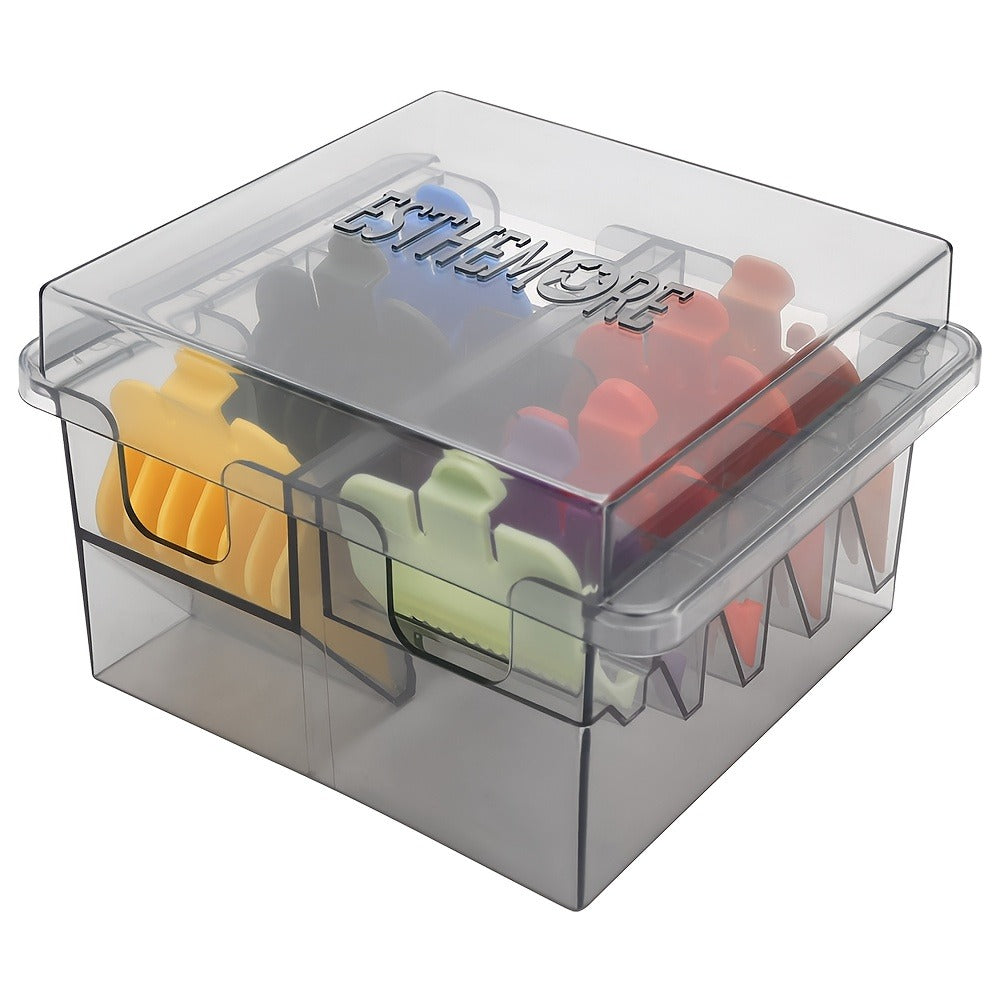 Barber Tool Organizer 8-Slot Clear Plastic Storage Box for Hair Clippers Scissors & Grooming Accessories – Transparent Salon Organizer for Home & Professional Barber Use