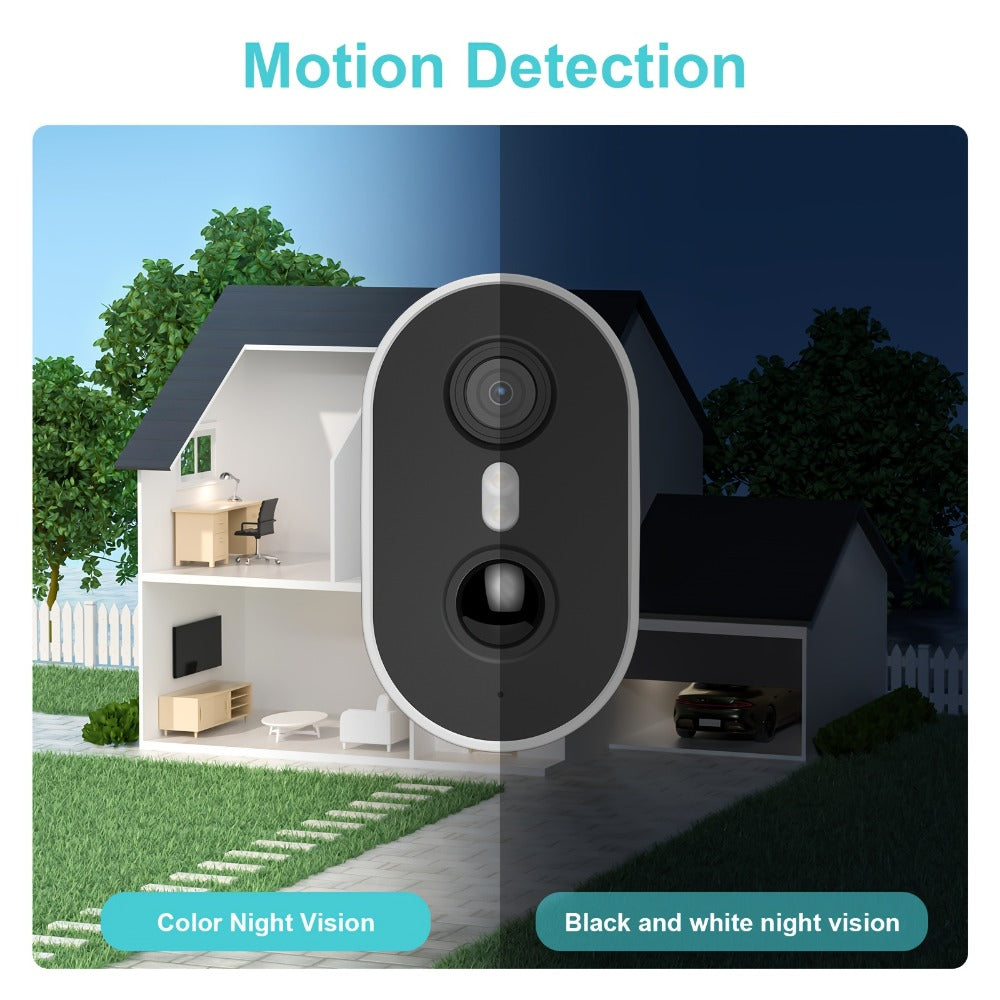 3MP Driveway Outdoor Security Camera with PIR Human Detection – AI Motion Alert, Full Color Night Vision, Two-Way Audio, Siren Alarm, 5000mAh Battery, Alexa Compatible