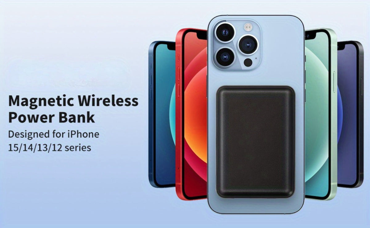 Magnetic Wireless Power Bank 5000mAh Dual Mode – 5W Wireless & 10W Wired Output, USB-C In/Out, Portable Mini Charger for iPhone 17 16 15 14 Android Samsung, Slim Pocket Travel Battery Pack