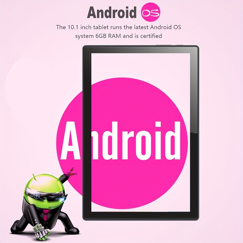 CRELANDER Android Tablet 10.1 Inch 2-in-1 with Keyboard & Mouse | 6GB RAM 128GB ROM, HD IPS Display, 5G Wi-Fi, GPS, Supports Calls, Dual Camera, Tablet PC for Work Travel Home