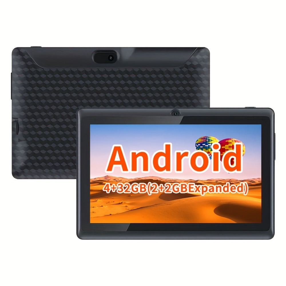 ABS Case Kids Tablet 7 Inch Android 4GB RAM 32GB ROM 512GB Expandable Parental Controls Eye Protection Display Dual Camera WiFi Stereo Speakers Type-C Durable Learning Tablet for Children Ages 3-12 Pink Blue