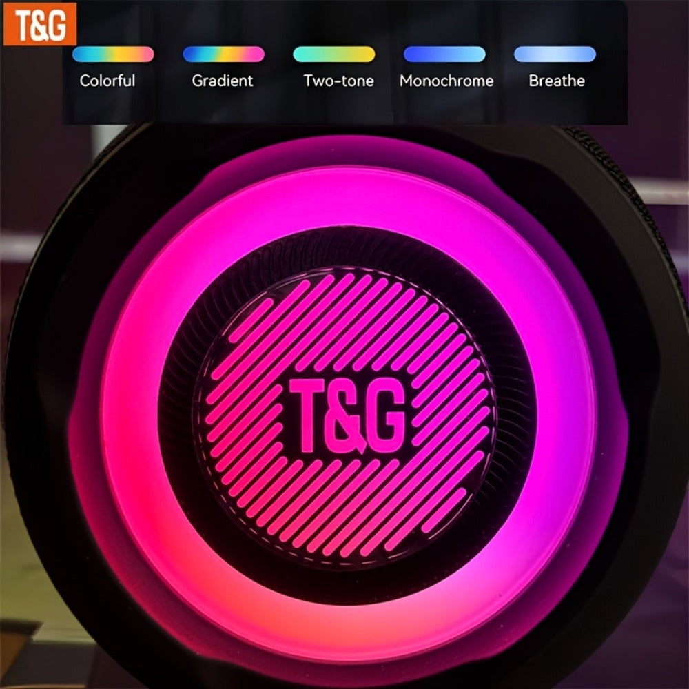 TG418 Bluetooth Wireless Speaker 3000mAh, LED Flash Lights, EQ Settings, Type-C Charging, TF Card USB AUX Compatible, Loud Portable Speaker for Mobile Phones Tablets Computers Outdoor & Home Use
