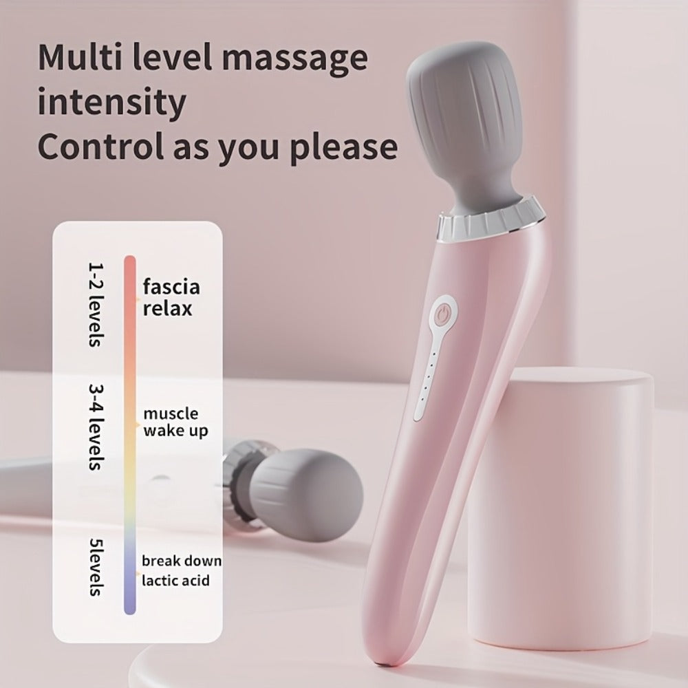 Portable Handheld Massage Stick – USB Rechargeable Wand Massager with 5 Adjustable Speed Levels, Relieves Neck, Back, Leg & Waist Tension, Compact Travel Massager, Holiday Gift for Family & Friends
