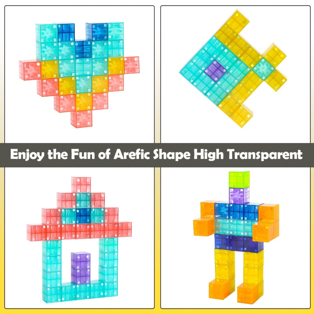 3D Magnetic Cube Building Set, 54 Pieces for Ages 3+