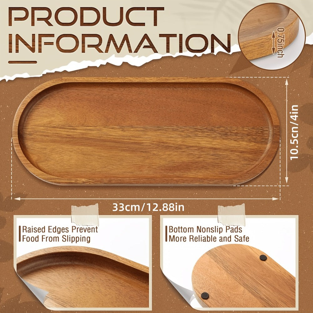 Wood Serving Tray Set – Oval Wooden Charcuterie Boards & Serving Platters for Cheese, Snacks, Bread, Fruit & Appetizers – Party, Buffet, Barbecue & Kitchen Decor