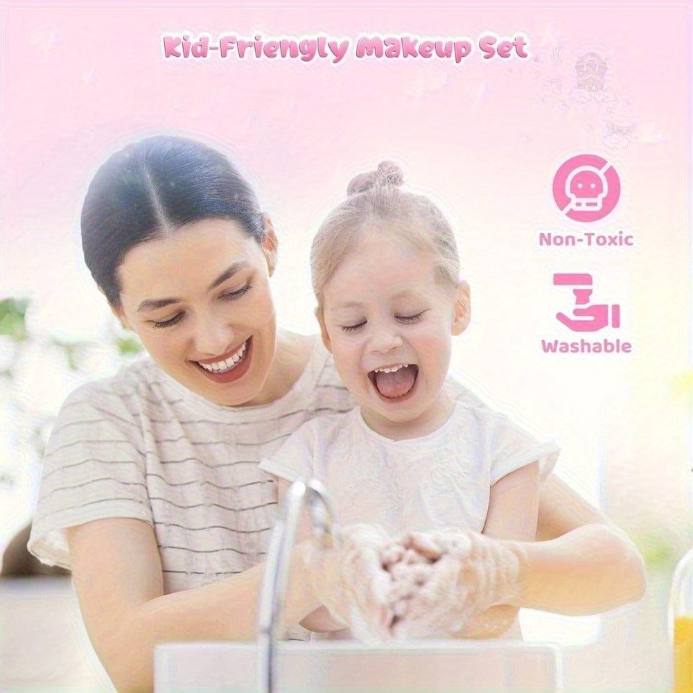 Kids Makeup Set with Crossbody Coin Purse, Washable Princess Cosmetics for Dress Up & Role Play