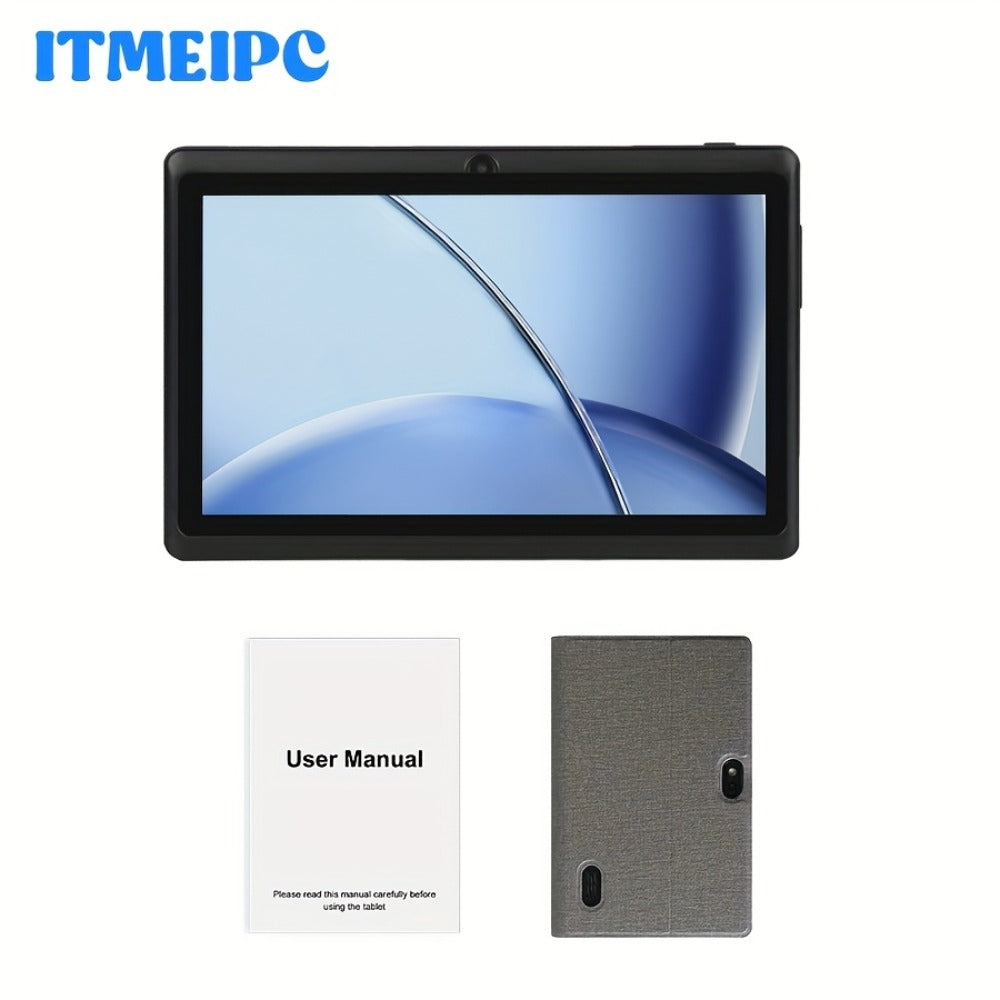 7 Inch Android 14 Tablet 4GB RAM 32GB Storage Quad-Core Cortex-A53 WiFi 6 3500mAh Battery Dual Cameras IPS Display Compact Portable Tablet PC for Kids Adults Students – Grey