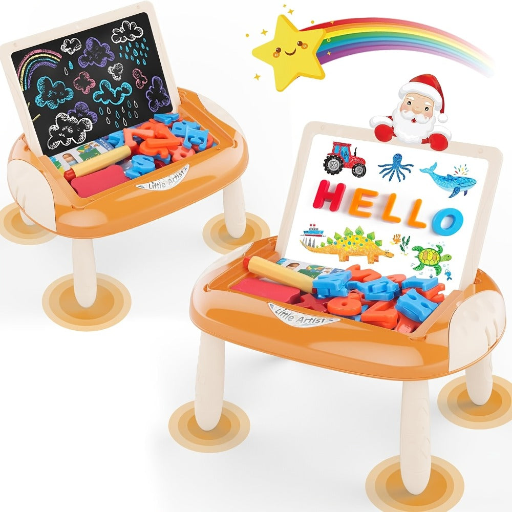 Magnetic Doodle Board Double Sided for Kids – Portable Foldable Drawing Writing Easel with Teaching Supplies Creative Toy Gift for Boys Girls Toddlers Ages 3+ Birthday Christmas