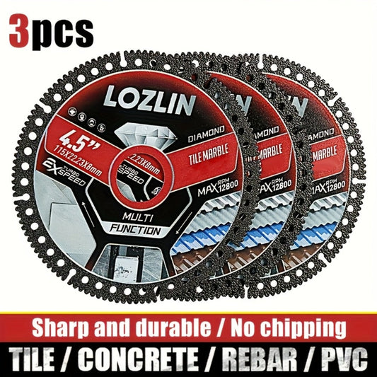 Diamond Tile Saw Blades, 4.5-Inch Ultra-Thin 3-Pack for Porcelain and Stone