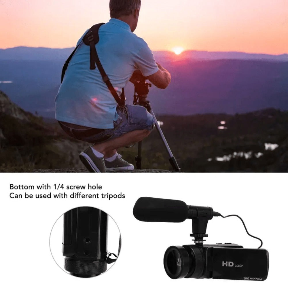 1080P Digital Camera with 2.7" Rotatable Screen 16x Zoom Built-in Mic & Fill Light – 16MP CMOS, 32GB Card, Webcam Function, Self-Timer for Travel, Vlogging, Wedding, Campus & Daily Photography | Gift