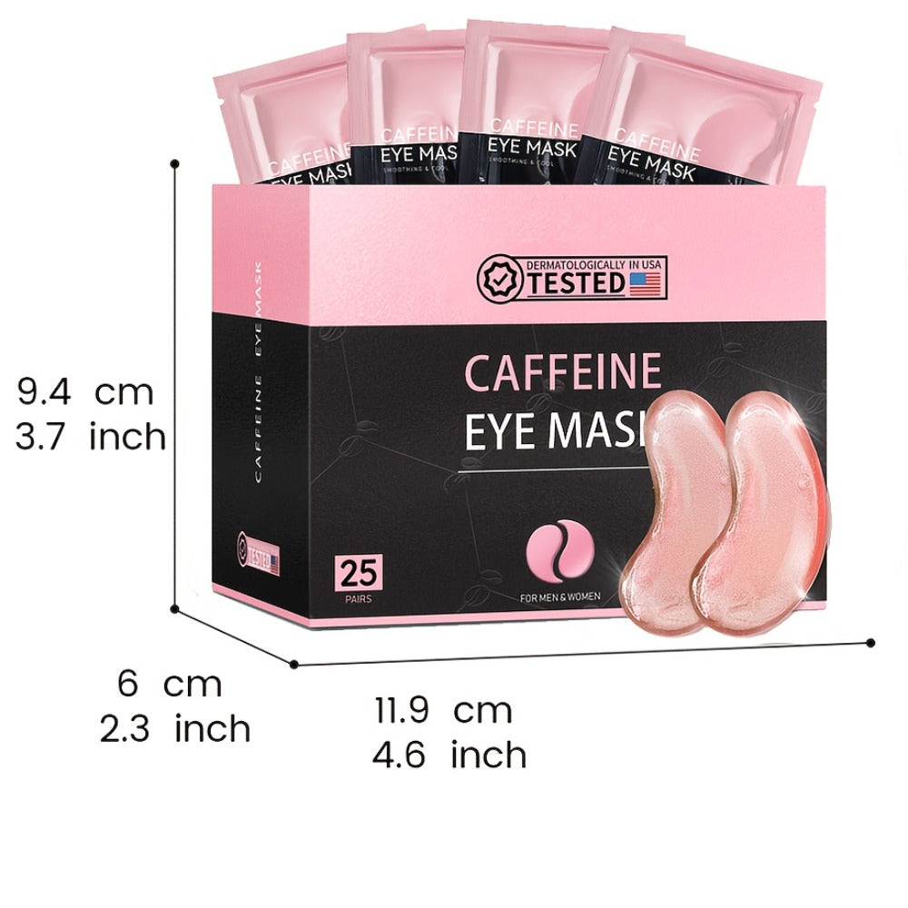 Caffeine Eye Mask 25 Pairs Under Eye Patches with Collagen Hyaluronic Acid Glycerin - Reduces Dark Circles Puffiness Firms & Hydrates Korean Skincare Eye Pads for Women Men All Skin Types