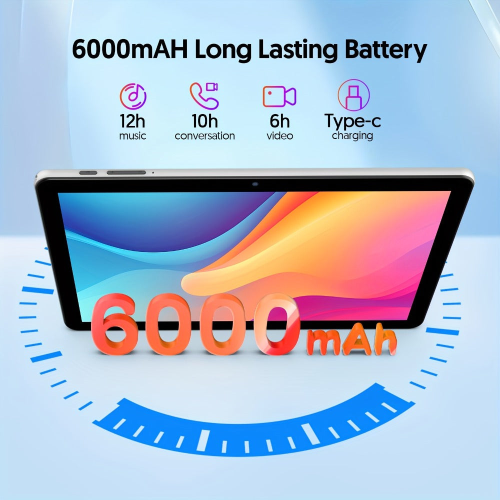 10 Inch Android 14 Tablet 8GB RAM 32GB ROM 1TB Expandable Octa-Core 1280x800 IPS Touch Screen Dual Camera WiFi 2-in-1 Tablet PC with Optional Keyboard Mouse Case & Stylus – White
