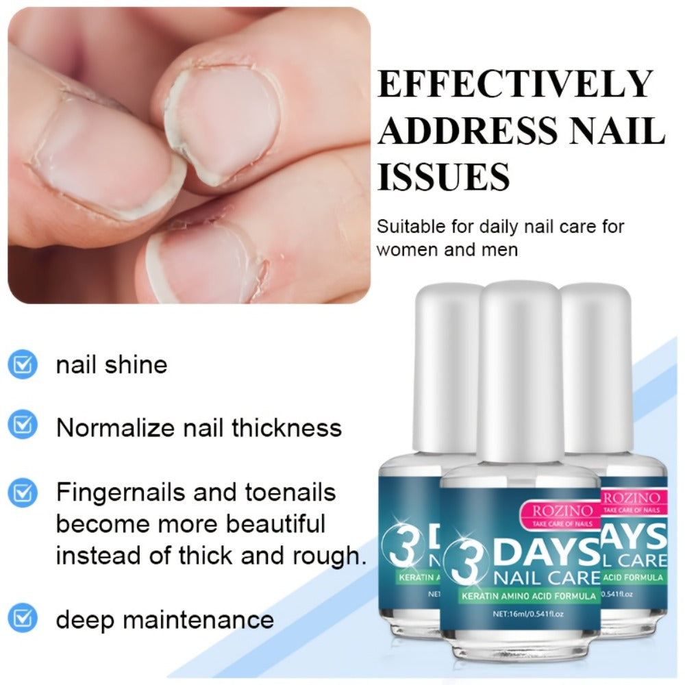 Keratin Nail Strengthening Oil 3-Pack — 3-Day Visible Results Quick-Drying Moisturizing Nail Care Oil, Prevents Peeling Breakage & Delamination, Enhances Nail Gloss for Brittle Fragile Soft Nails Women