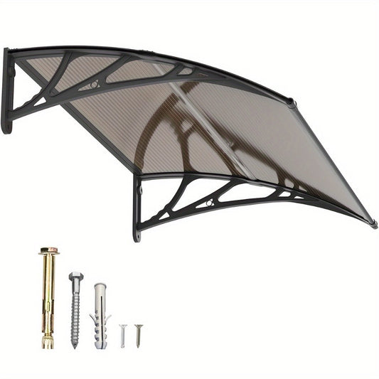 Polycarbonate Door Canopy and Window Awning, Multiple Sizes and Bracket–Panel Color Options