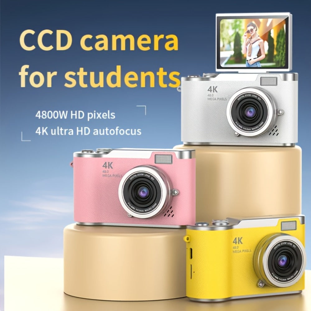 4K HD Digital Camera 2.4-Inch Flip Screen for Beginners Vlogging Photography Video Recording Compact Point and Shoot Camera Perfect Christmas Thanksgiving Gift for Kids Teens Adults