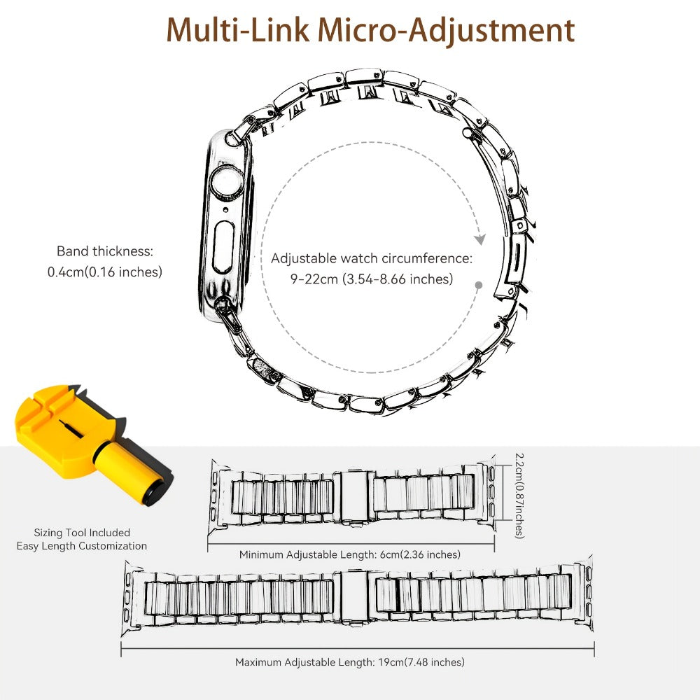 Stainless Steel Resin Apple Watch Band for Women – Gradient Brown & Rainbow Color Fashion Strap Compatible with Apple Watch Series 1–11 SE Ultra Ultra 2 38 40 41 42 44 45 46 49mm