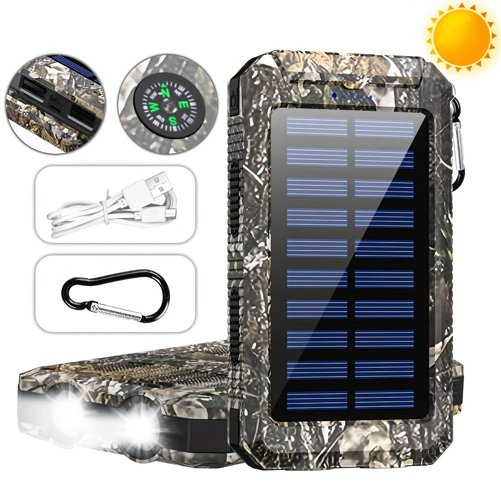 Solar Power Bank 40000mAh with Built-in 4 Cables & 15W Wireless Charging – 6 Outputs 3 Inputs Dual LED Flashlight Portable Charger for iPhone Android Tablets Camping Travel Emergency