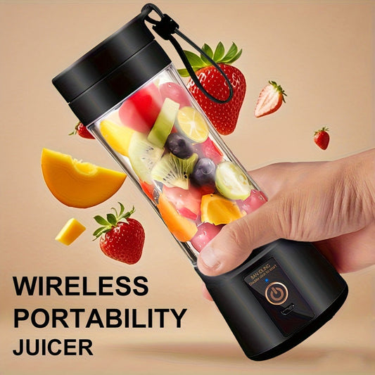 Portable Blender Cup, 12.85 oz with 6 Blades and USB Charging for Smoothies and Shakes