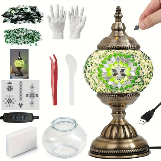 DIY Mosaic Lamp Kit, Turkish-Moroccan Style, with Basic & 3-Color Light Options