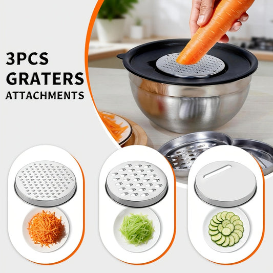 Stainless Steel Mixing Bowl Set with Lids, Nesting Bowls from 0.7 to 3.6 Qt