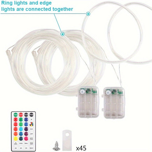 LED Cornhole Ring and Board Edge Lights with 17 Colors, 7 Modes and Remote
