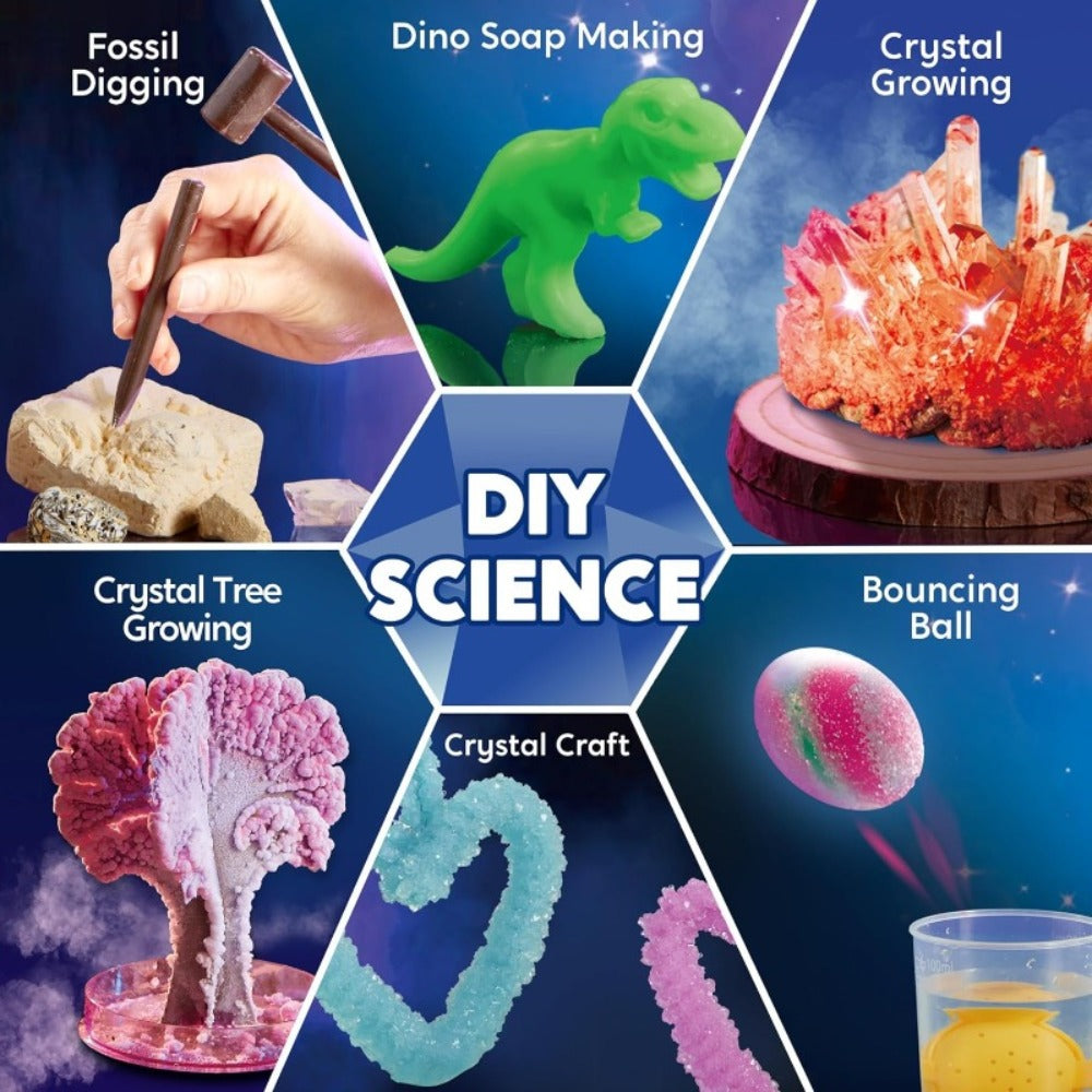 Jumbo Science Kit for Kids 130+ Experiments – STEM Chemistry Set with Crystal Growing Glowing Bulb Fossil Dig Soap Making, Hands-On Science Experiment Gift for Boys Girls Ages 6-12 Birthday Christmas