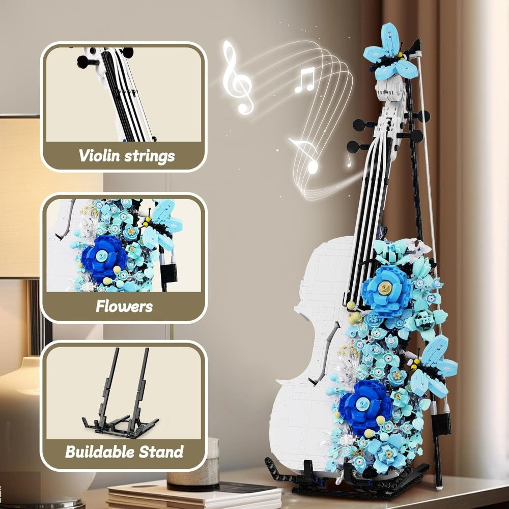 Flower Violin Building Block Set, 1,419-Piece 3D Model