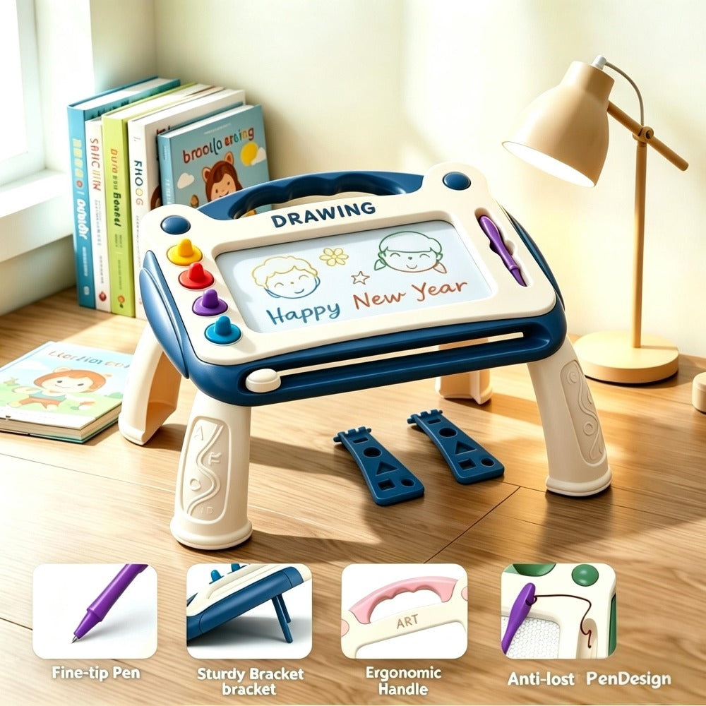 Kids Magnetic Drawing Board 3-in-1 Doodle Kit – Reusable Erasable Toddler Art Toy with Stamps, Pen & Stand | STEM Learning Gift for Boys Girls Ages 3-8 Birthday Christmas Easter