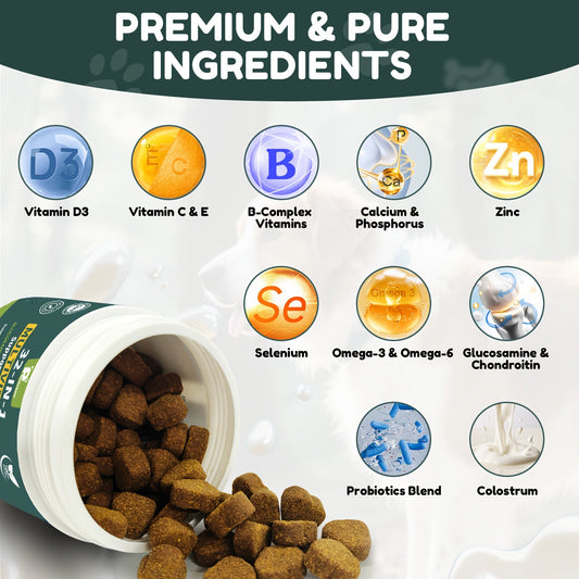 Dog Multivitamin Soft Chews with Glucosamine and Probiotics, 120 Count