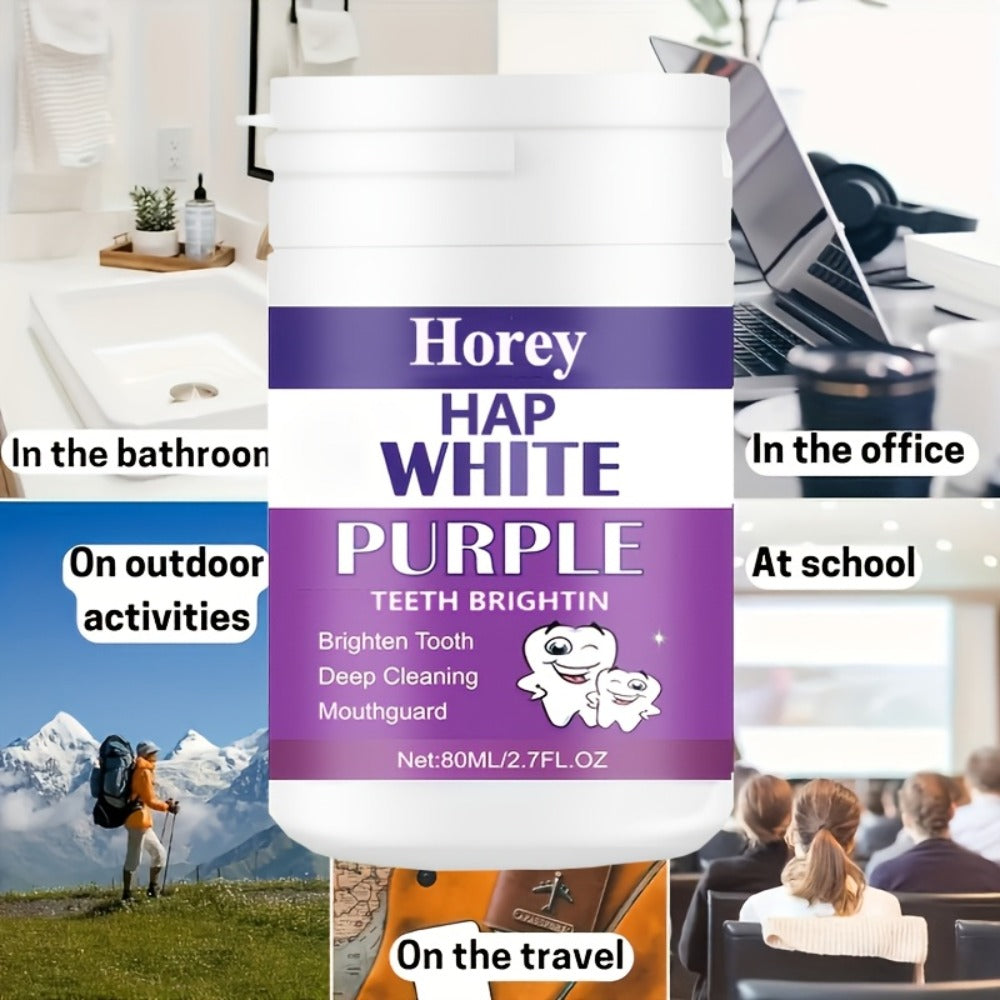 Purple Teeth Whitening Powder for Sensitive Teeth – BPA-Free Alcohol-Free Tooth Polishing Powder Deep Cleans Removes Odors Whitens Teeth Gentle Non-Irritating 3-Day Brushing Program for Adults