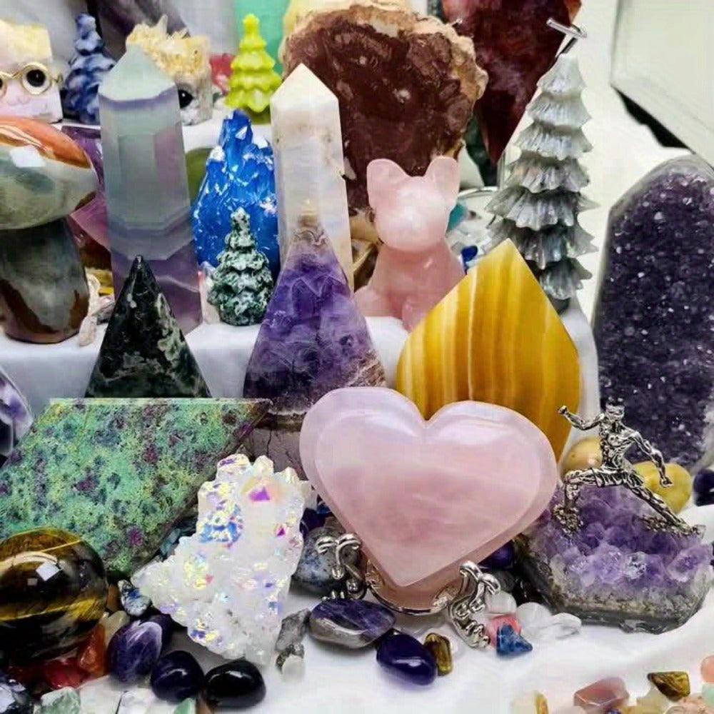 Crystal Gemstone Box Set 1LB – Bohemian Natural Raw Healing Stones Assorted Shapes Colorful Lucky Crystals Gift Set for Women