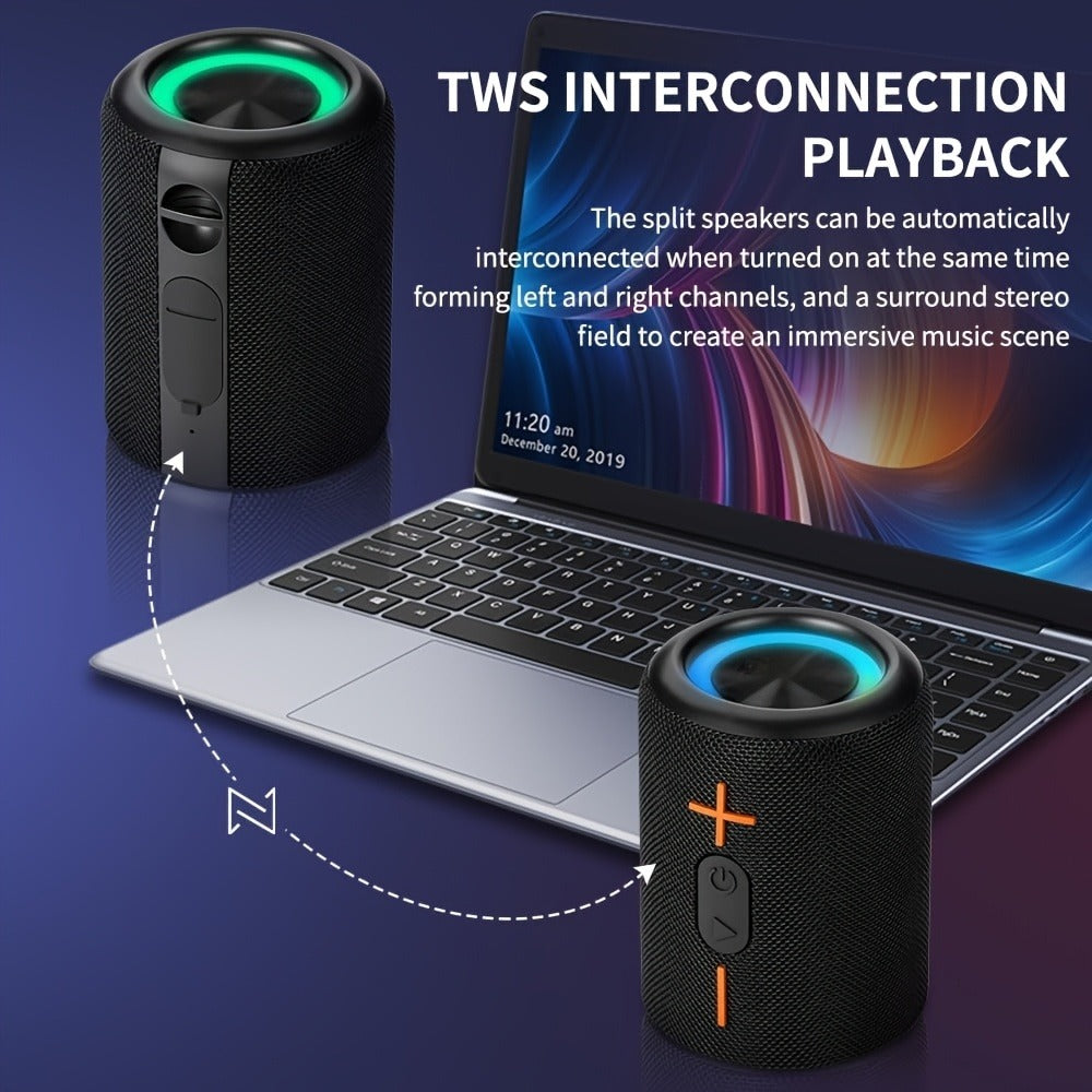 RGB Breathing Light Bluetooth Speaker 2-in-1 Dual Channel Wireless Stereo – Battery or USB Powered, Portable Indoor Outdoor Speaker for Parties, Office, Bedroom, Kitchen, Desk Use