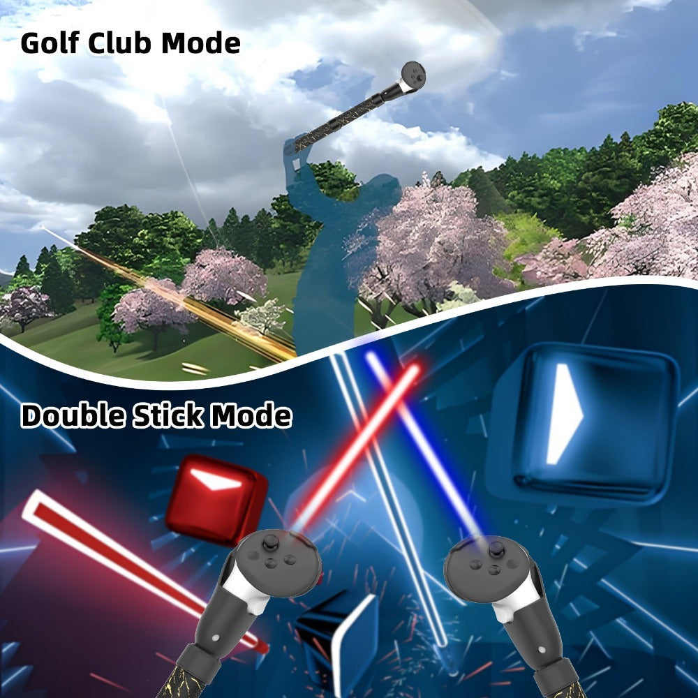 Meta Quest 3S Controller Handle Extension Grips – 3-in-1 VR Handle Attachments for Beat Saber, Golf+, Tennis & More, Anti-Slip ABS Grip with Safety Wire, Compatible with Meta Quest 3S & Quest 3