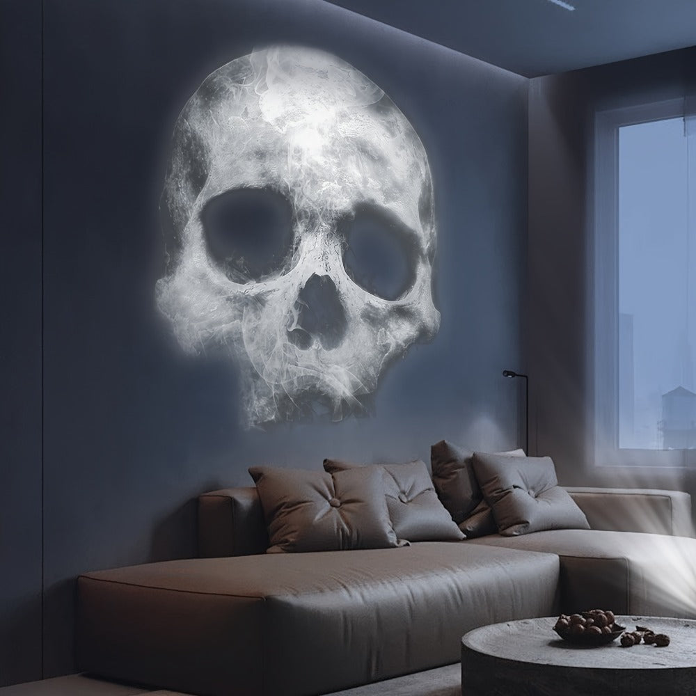 Skull LED Night Light USB-Powered 360° Rotatable Touch Control – Interchangeable Skull & Palm Print Faces, Spooky Atmosphere Lamp for Bedroom Living Room Ceiling Decor, Halloween Gift