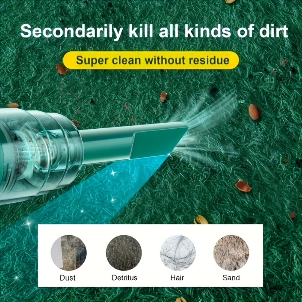 Cordless Mini Vacuum Cleaner 3KPa Strong Suction, USB-Powered Portable Handheld Vacuum with Long Reach Tube & Brush Heads, Lightweight Compact Design for Car, Home, Office, Keyboard, Electronics