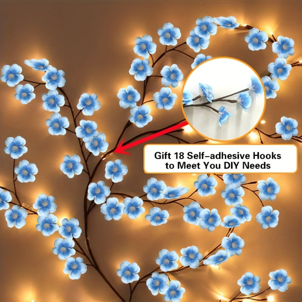 Cherry Blossom LED Fairy Lights USB Powered – 96-Light Faux Floral Garland, Dimmable Warm & Cool White, Plug & Play | Firework, Butterfly & Pink Styles | Bedroom, Party & Holiday Indoor Decor