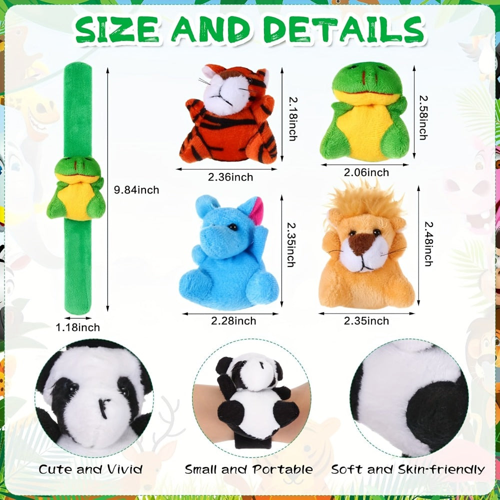 Stuffed Animal Slap Bracelets for Party Favors, 6 to 30-Piece Options
