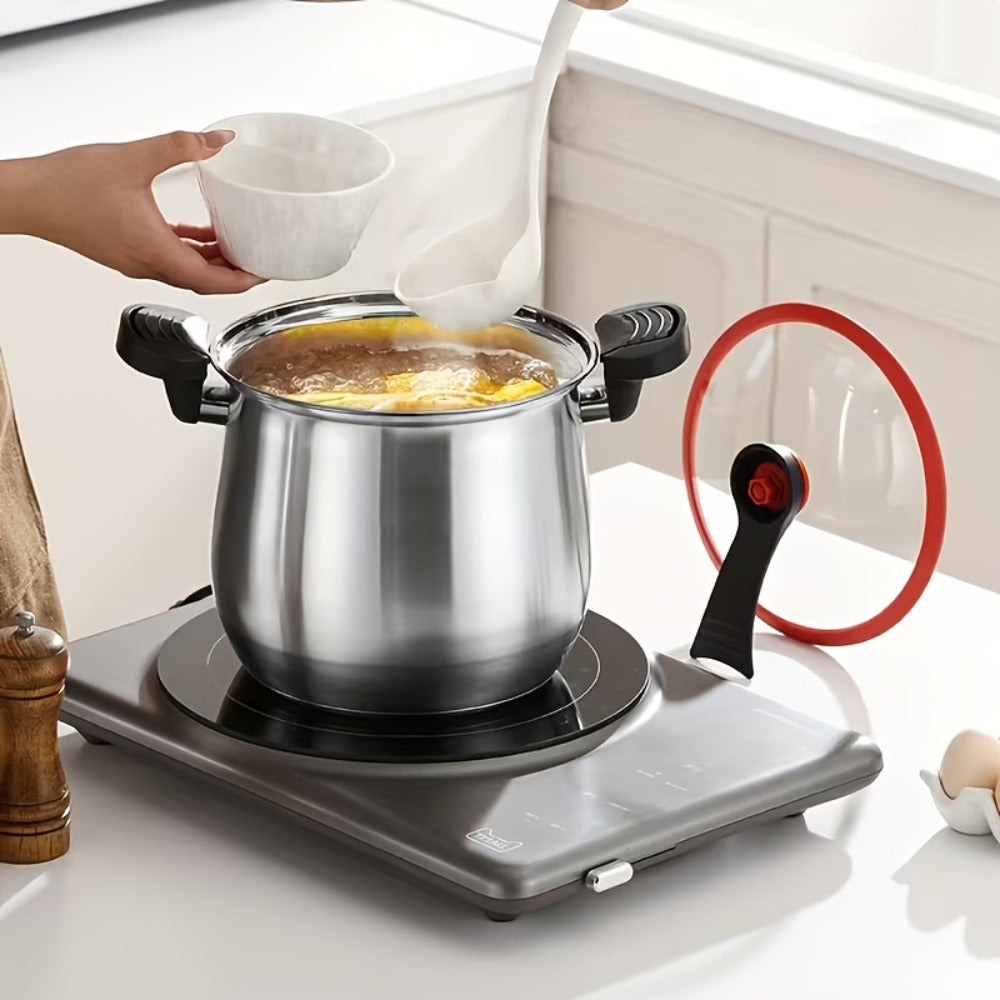 Stainless Steel Quick Cooking Pot with Lid Large Capacity – Food-Grade Non-Stick Scratch-Resistant Saucepan | Induction & Gas Stove Compatible Stew Soup Pot Even Heating Kitchen Cookware
