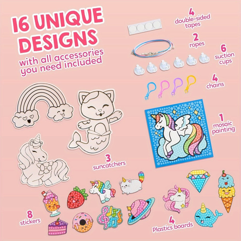 Diamond Gem Art Kit for Kids, 16 Projects, 2,800+ 5D Gems with Suncatchers & Jewelry