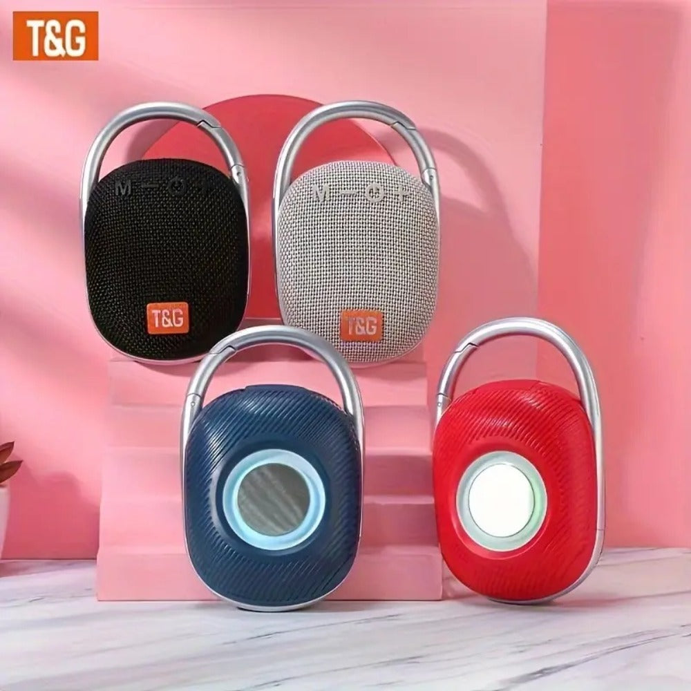 Mini Portable Bluetooth Speaker with LED Lights – Micro SD/TF Card Support, Integrated Latch, Stereo Audio, Compact Wireless Speaker for Home, Outdoor, Travel, Camping, Halloween & Holiday Parties