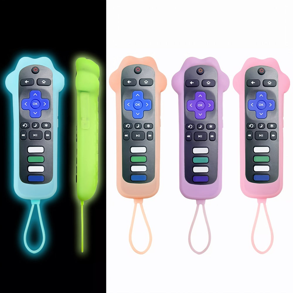 Dog Paw Silicone Remote Control Case Glow in the Dark – Cute Luminous Green Protective Cover for TCL Hisense Roku Remote, Anti-Slip Anti-Drop Soft Sleeve, Fun TV Accessory Gift for Pet Lovers Kids