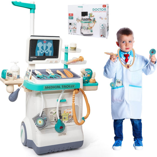 Kids Doctor Pretend Play Kit, 26-Piece Medical Station Set with Toy Stethoscope