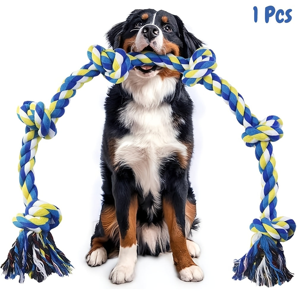 Rope Dog Toy 6-Knot Tug of War Chew Toy for Large Dogs - Heavy Duty Teeth Cleaning Rope Bone Toy for Aggressive Chewers, Durable Interactive Play & Dental Health Toy for Medium Large Dogs