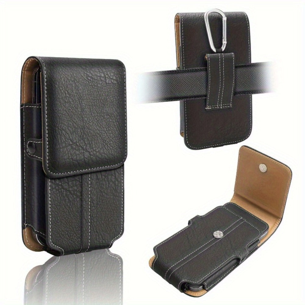 Phone Holster Belt Clip PU Leather Universal Waist Pouch 5.2–7.2 Inch – Vertical Carry Case with Metal Clip & Belt Loop for iPhone 16 15 14 13 12 11 Pro Max Plus, Samsung Galaxy S25 S24 Ultra A Series