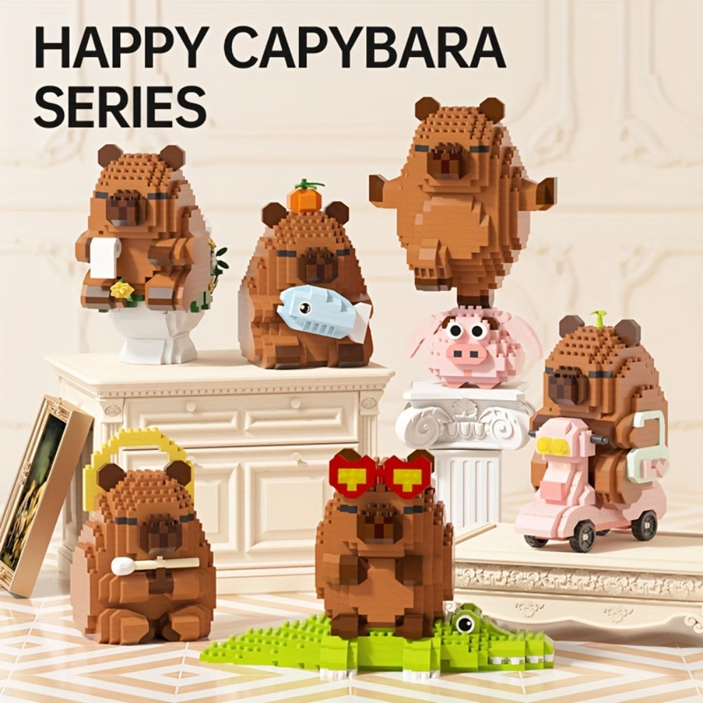 Capybara Micro Brick Scene Building Set with 4 Design Options