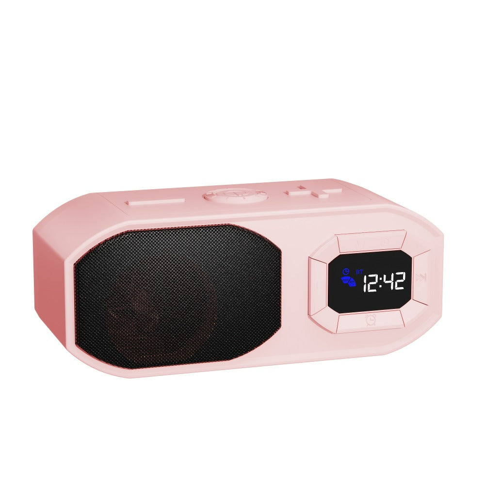 Bluetooth Speaker with Digital Alarm Clock, Fixed-Time Alarm, HD Sound, TWS Stereo Pairing, USB TF Card AUX Input, Type-C Rechargeable, Non-Slip Base, Wireless Bedside Speaker for Home Bedroom Dorm Camping