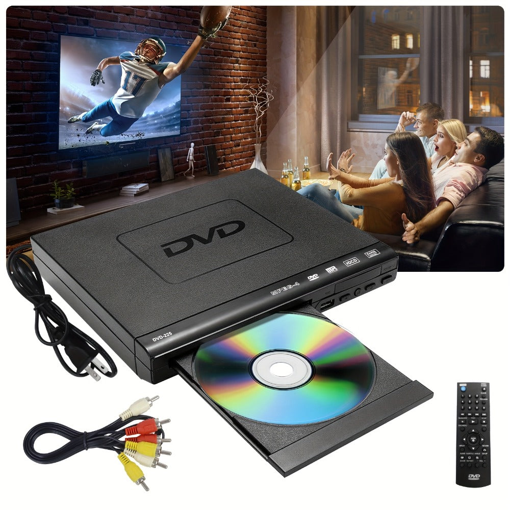 1080P Full Region DVD Player for Elderly, HD AV Output USB Direct Read Smart Error Correction, Easy Home DVD Player with Remote Control, Supports DVD CD VCD SVCD & USB Flash Drive