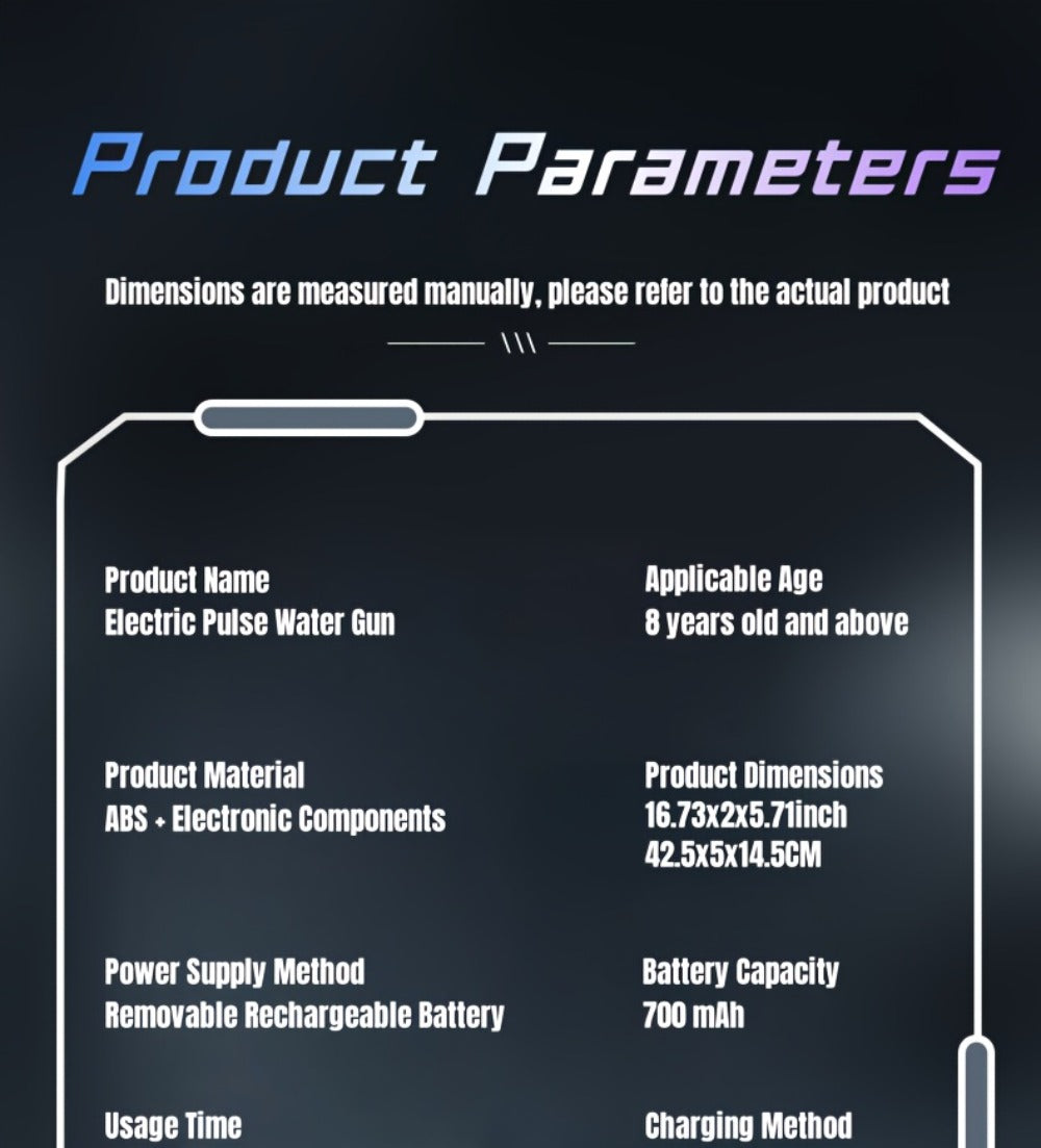 Electric Water Gun with Auto-Fill, LED Lights & 40-Foot Range – USB Rechargeable Large Capacity Soaker Blaster for Kids & Adults, Pool Beach Backyard Outdoor Summer Toy, Gift Box
